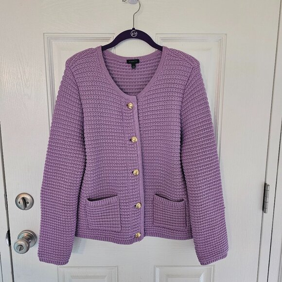 Women's‎ Talbots Kate Cardigan Orchid Gold Tone Buttons Size L - Picture 1 of 6